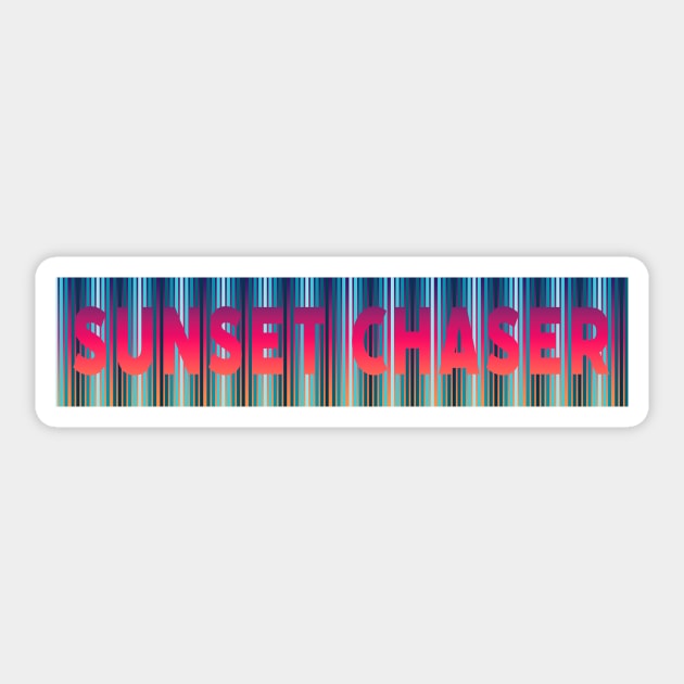 Sunset Chaser | Hot Pink and Blue Sticker by TheJadeCat